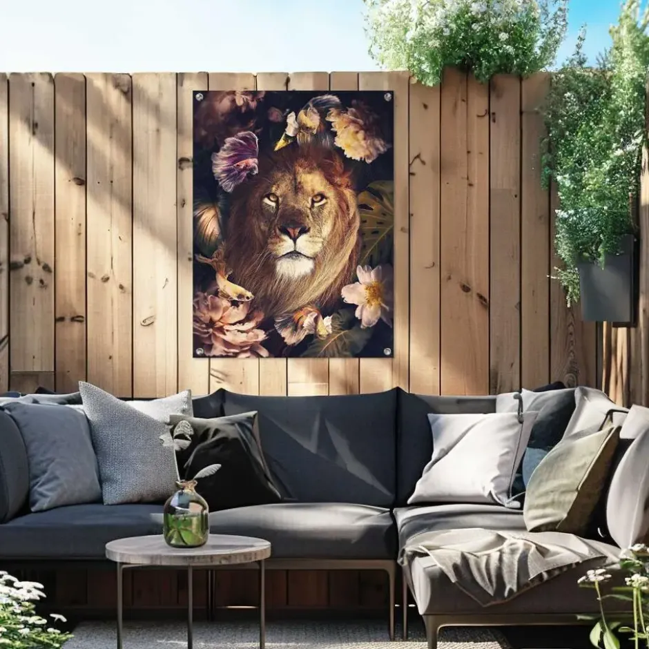Tuinposter Jungle Lion - 80 x 60 - Bruin