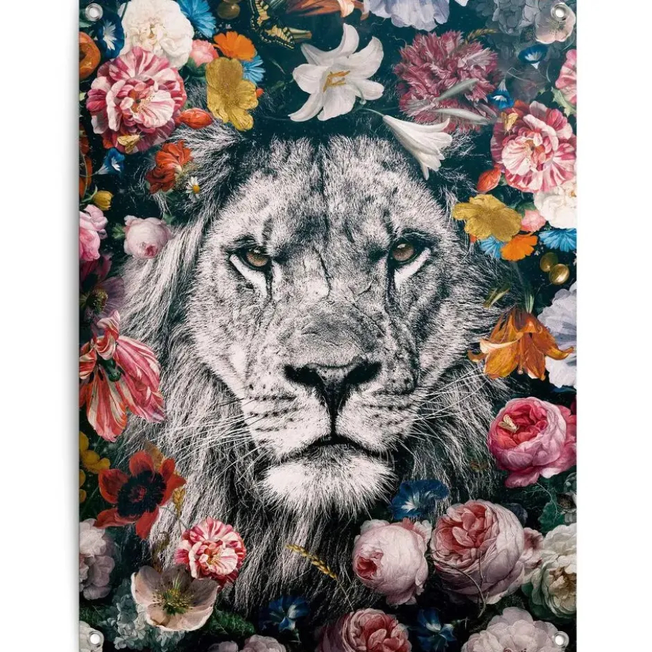 Tuinposter Leeuw - 80 x 60 - Bont