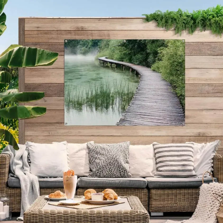 Tuinposter Steiger aan de rand van het meer - 100 x 140 - Groen