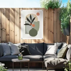 Tuinposter Vaas met bloemen - 80 x 60 - Groen