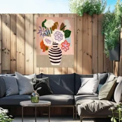 Tuinposter Vaas vol Bloemen - 80 x 60 - Bont