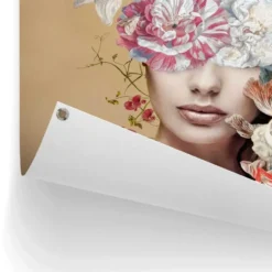 Tuinposter Vrouw met bloemen - 80 x 60 - Bont