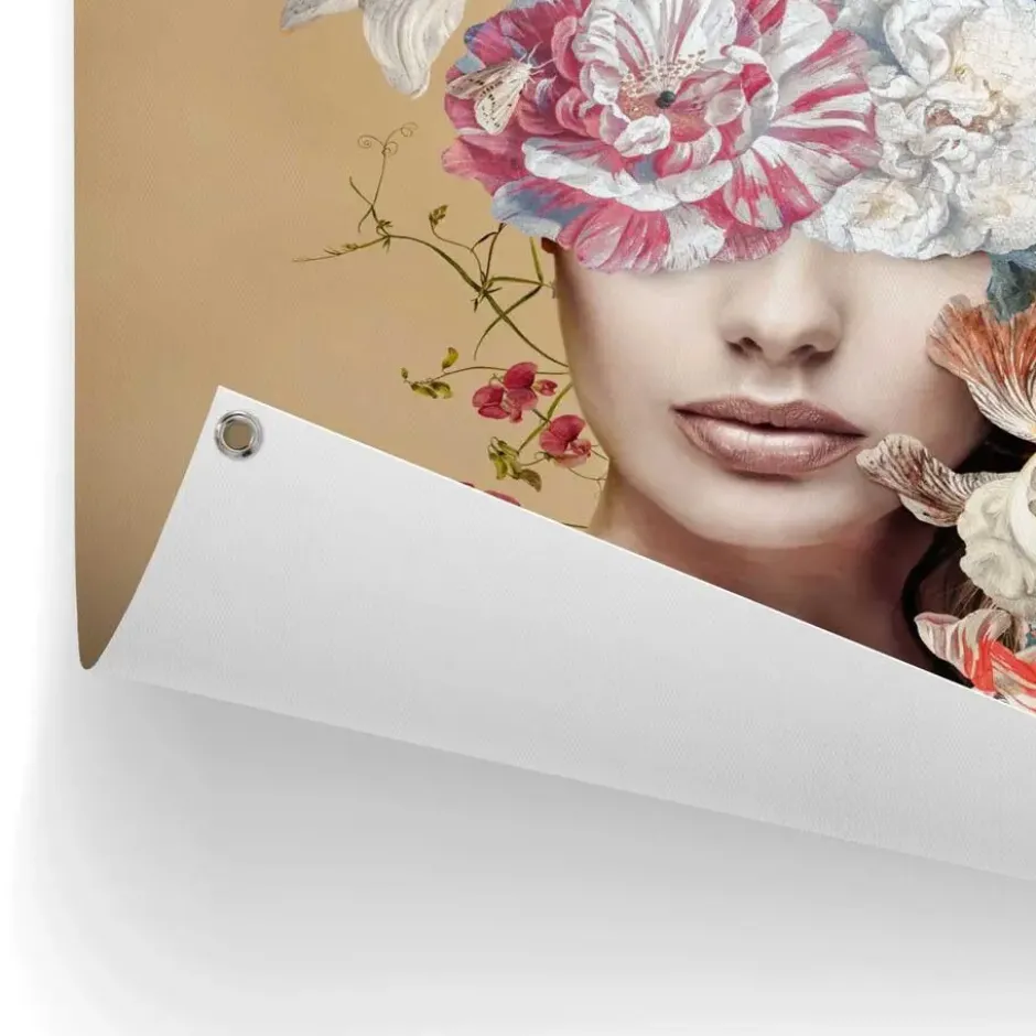 Tuinposter Vrouw met bloemen - 80 x 60 - Bont