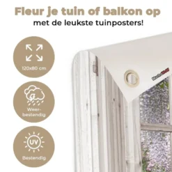 Tuinposter 120x80 cm Blauwe regen - Bloemen - Doorkijk - Boom - Lente