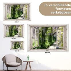 Tuinposter 180x120 cm Blauwe regen - Bloemen - Doorkijk - Boom - Lente