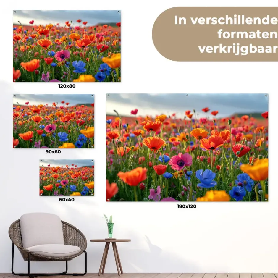 Tuinposter 120x80 cm Bloemen - Klaprozen - Kleurrijk - Natuur