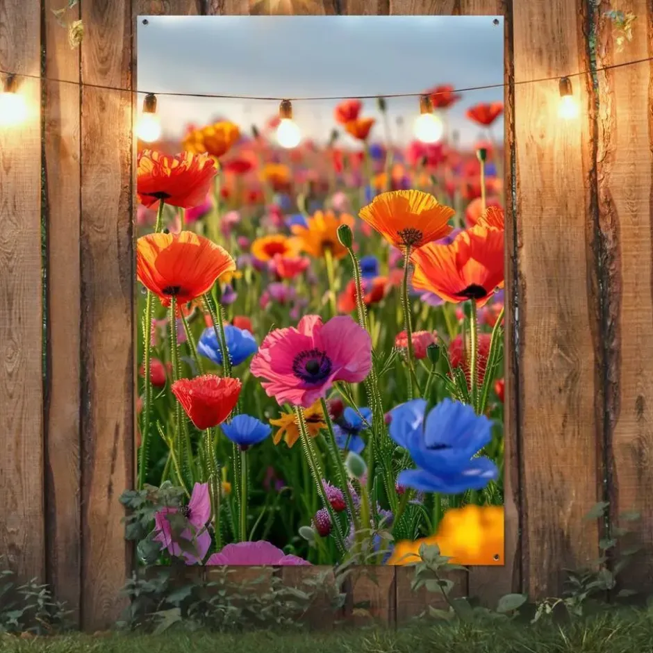 Tuinposter 120x180 cm Bloemen - Klaprozen - Kleurrijk - Natuur