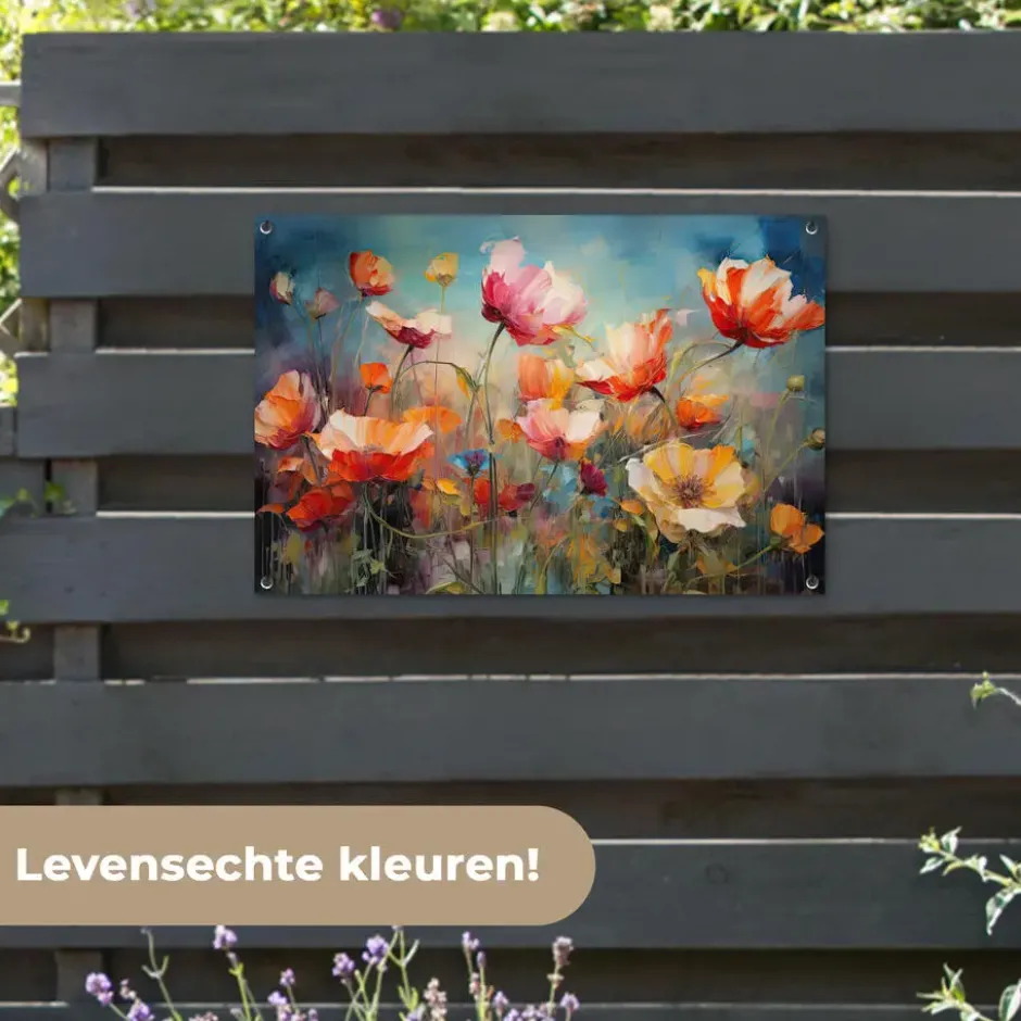 Tuinposter 90x60 cm Bloemen - Watercolor - Kunst - Botanisch - Natuur