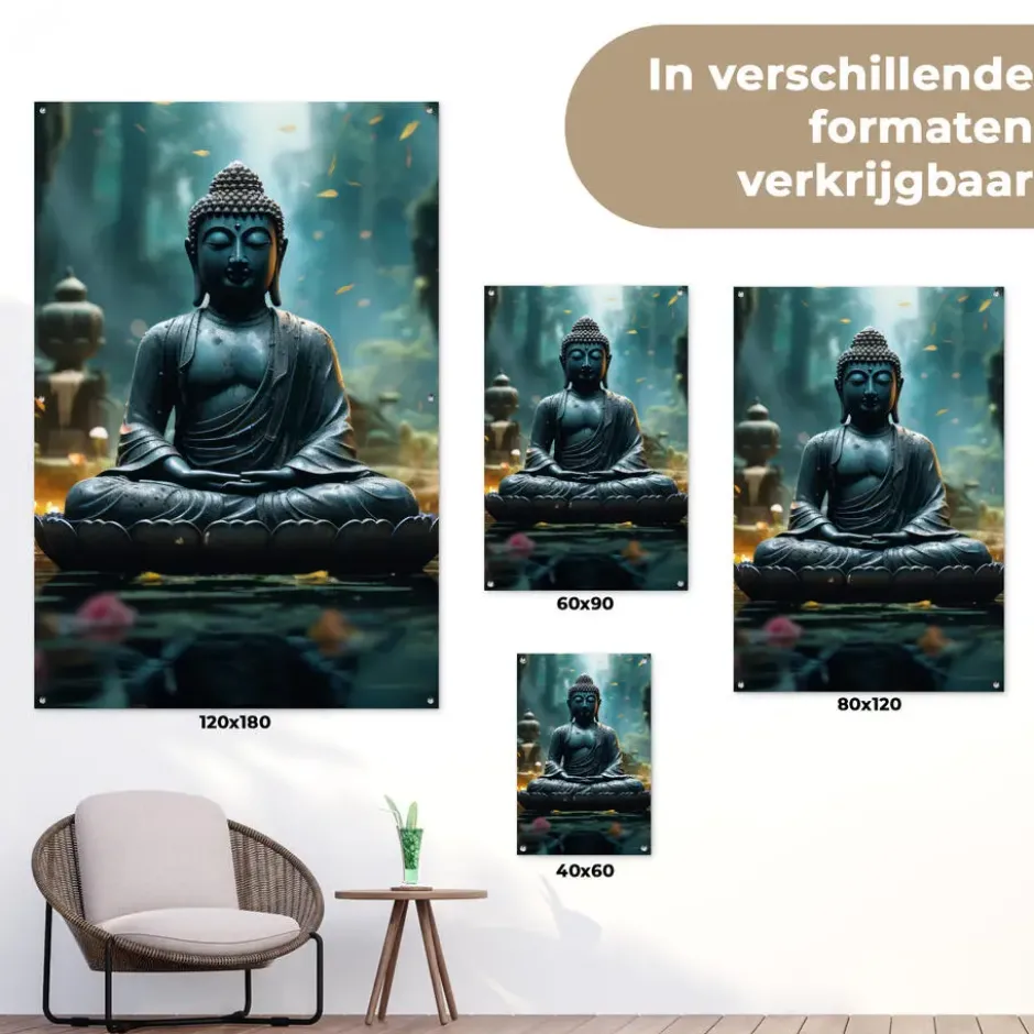 Tuinposter 120x180 cm Boeddha - Beeld - Buddha - Zen - Kunst - Boedha