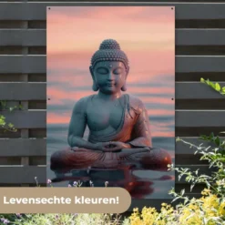 Tuinposter 120x180 cm Boeddha - Beeld - Buddha - Water - Kunst - Boedha