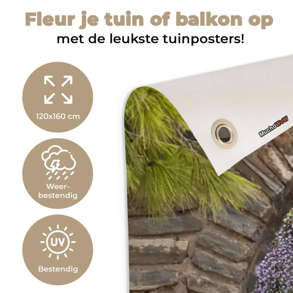 Tuinposter 120x160 cm Bos - Doorkijk - Stenen - Pad
