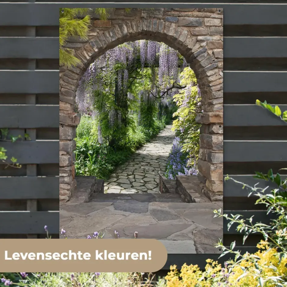Tuinposter 120x180 cm Bos - Doorkijk - Stenen - Pad