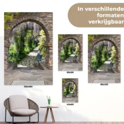 Tuinposter 120x180 cm Bos - Doorkijk - Stenen - Pad