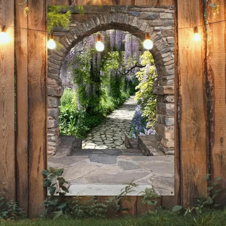 Tuinposter 120x180 cm Bos - Doorkijk - Stenen - Pad
