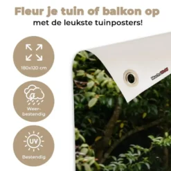 Tuinposter 180x120 cm Bos - Stenen - Doorkijk - Pad - Blauwe regen