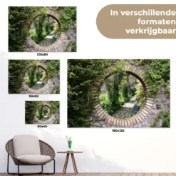 Tuinposter 180x120 cm Bos - Stenen - Doorkijk - Pad - Blauwe regen