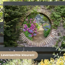 Tuinposter 180x120 cm Doorkijk - Bloemen - Hortensia - Zomer