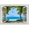 Tuinposter 180x120 cm Doorkijk - Boom - Zee - Palmboom - Heuvels - Strand -