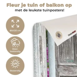 Tuinposter 80x120 cm Doorkijk - Hortensia - Bloemen