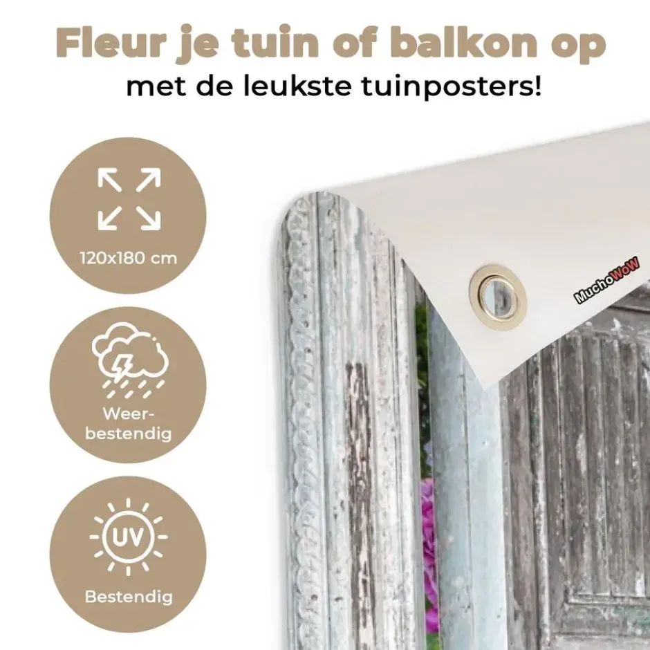 Tuinposter 120x180 cm Doorkijk - Hortensia - Bloemen
