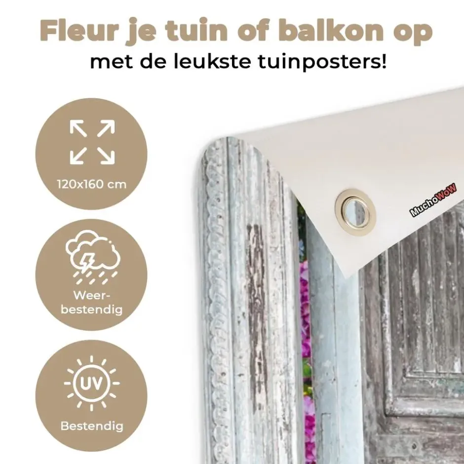 Tuinposter 120x160 cm Doorkijk - Hortensia - Bloemen