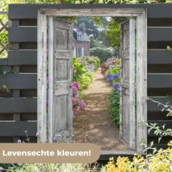 Tuinposter 120x160 cm Doorkijk - Hortensia - Bloemen