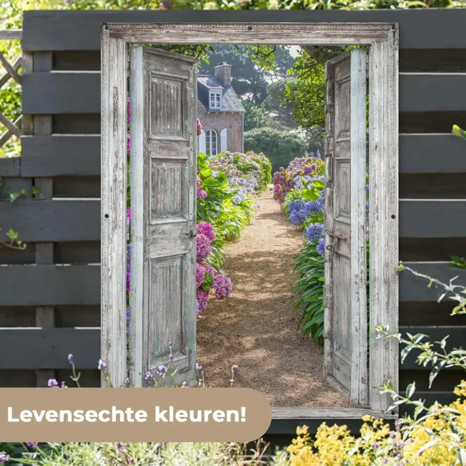 Tuinposter 120x160 cm Doorkijk - Hortensia - Bloemen