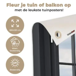 Tuinposter 180x120 cm Doorkijk - Koe - Molen - Koeien - Weiland - Gras - Groen