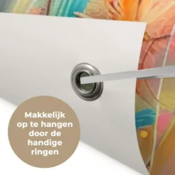 Tuinposter 180x120 cm Schotse hooglander - Natuur - Kleurrijk - Bloemen