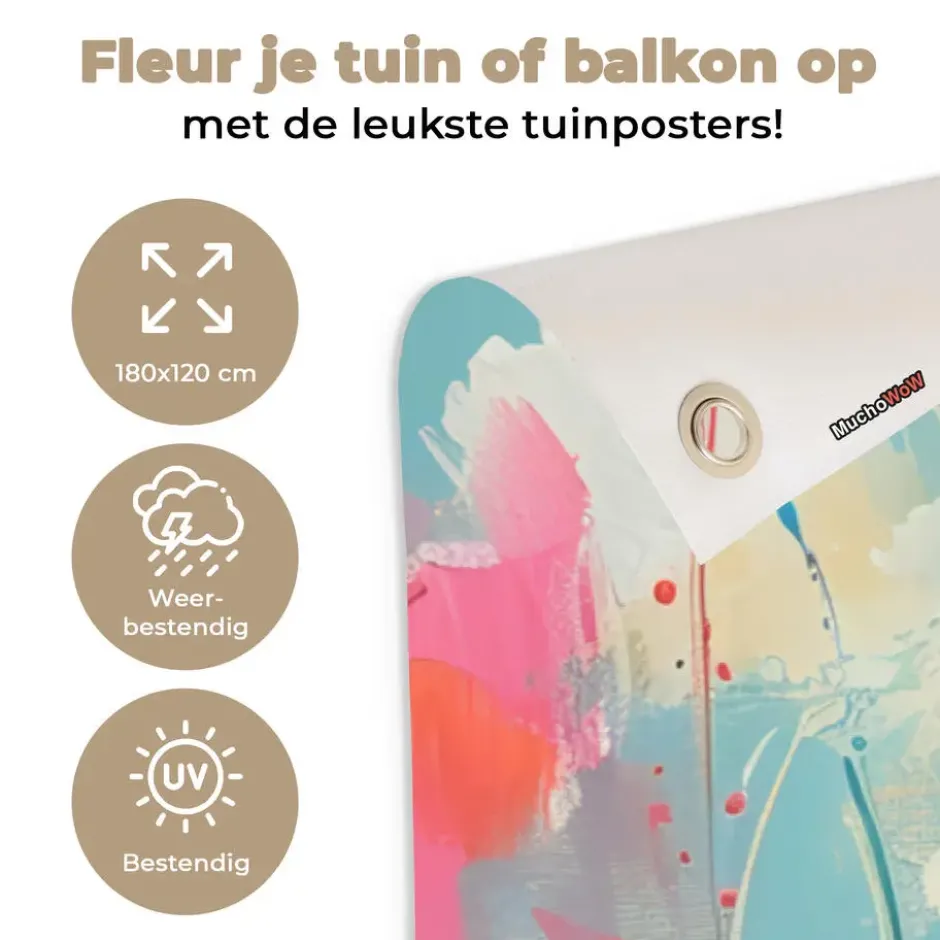 Tuinposter 180x120 cm Schotse hooglander - Natuur - Kleurrijk - Bloemen
