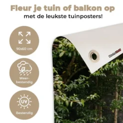 Tuinposter 90x60 cm Vogel - Doorkijk - Roodborstje