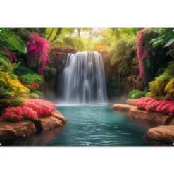 Tuinposter 180x120 cm Waterval - Natuur - Planten - Jungle - Water
