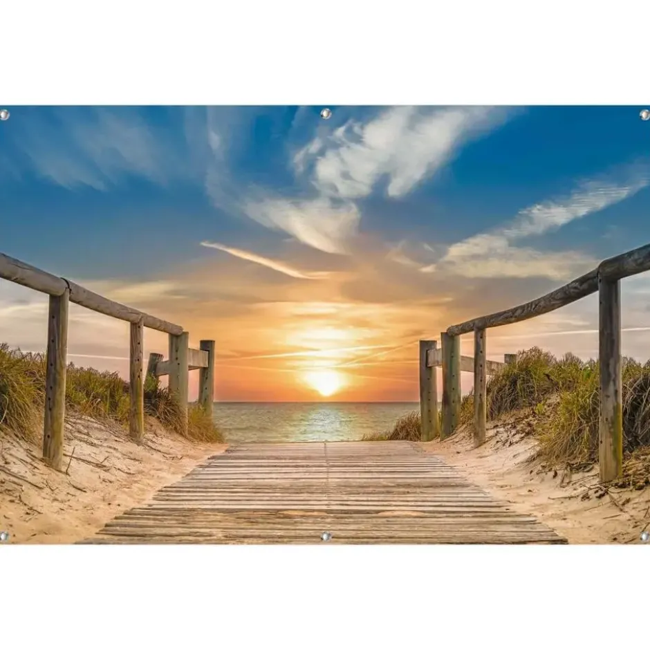 Tuinposter Zonsondergang aan het Strand - 80 x 120 - Beige