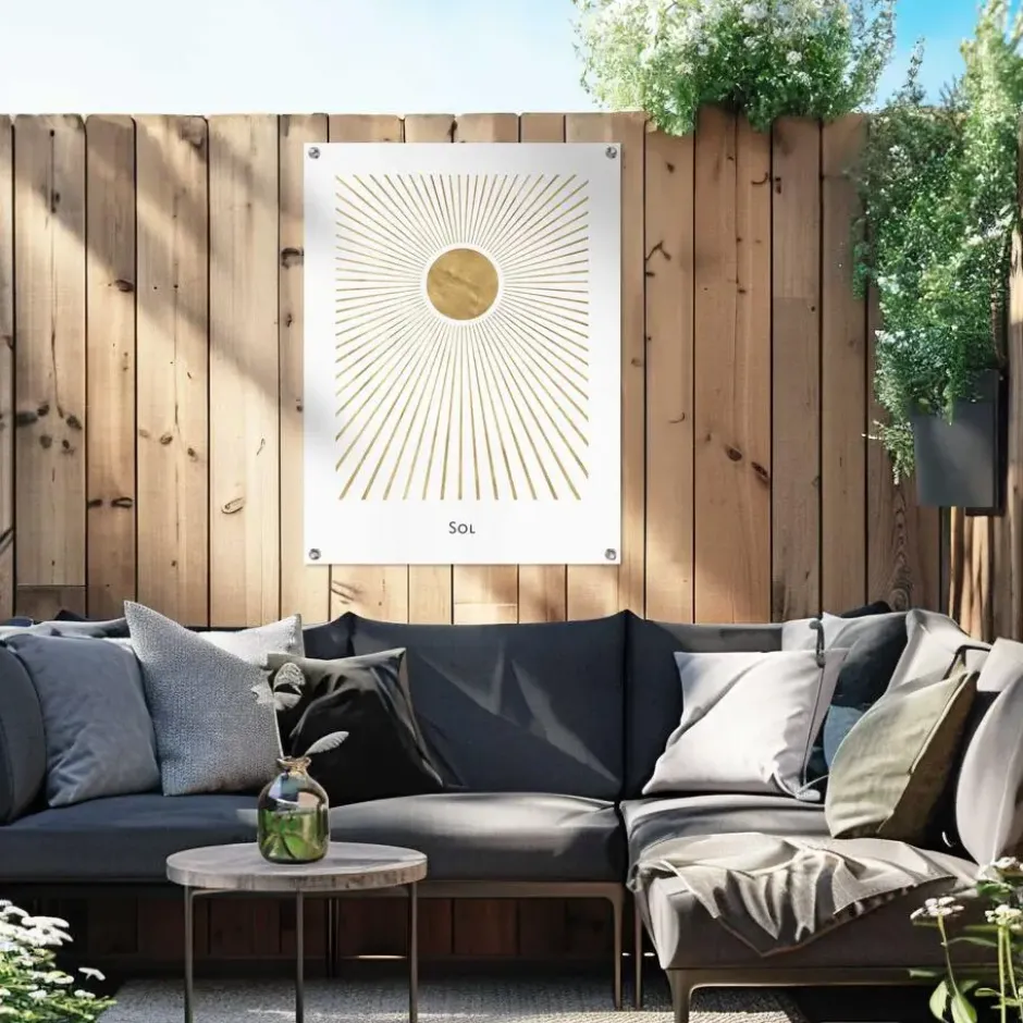 Tuinposter Zon - 80 x 60 - Goudkleurig