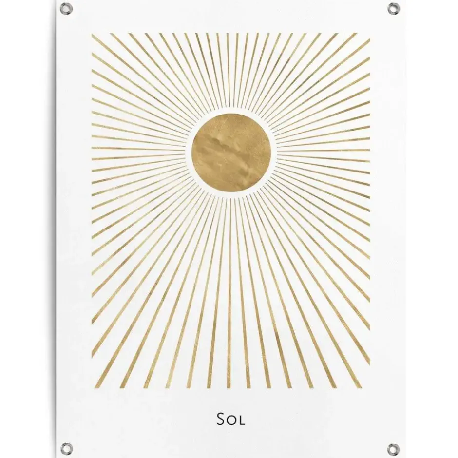 Tuinposter Zon - 80 x 60 - Goudkleurig