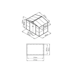 Tuinschuur ADELMO - 267 cmx181 cmx221 cm - Antracietgrijs Metaal