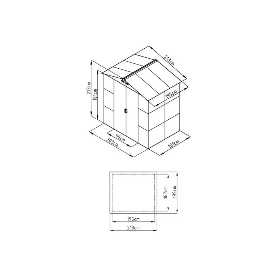 Tuinschuur ADELMO - 203 cmx181 cmx213 cm - Antracietgrijs Metaal