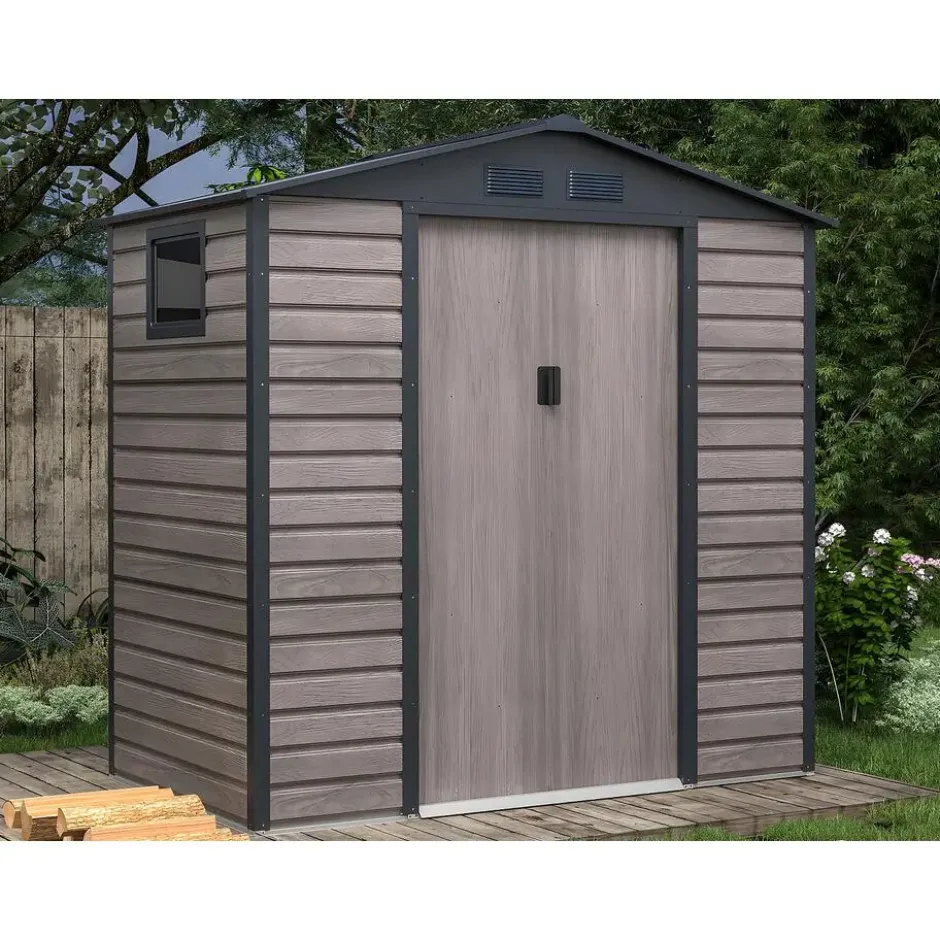 Tuinschuur ADELMO - 203 cmx117 cmx213 cm - Antracietgrijs Natuurlijk donker