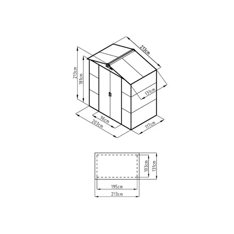 Tuinschuur ADELMO - 203 cmx117 cmx213 cm - Antracietgrijs Natuurlijk donker