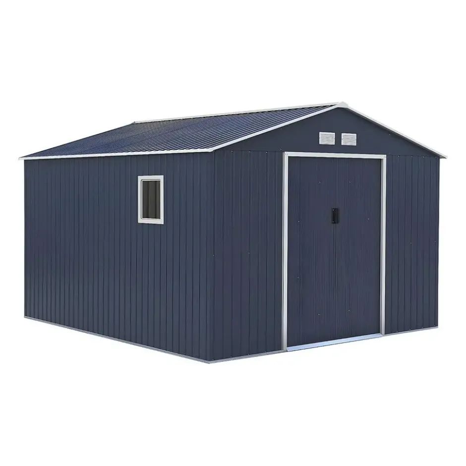 Tuinschuur ARCHER - 330 cmx372 cmx172 cm - Antracietgrijs Metaal