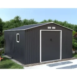 Tuinschuur ARCHER - 330 cmx372 cmx172 cm - Antracietgrijs Metaal