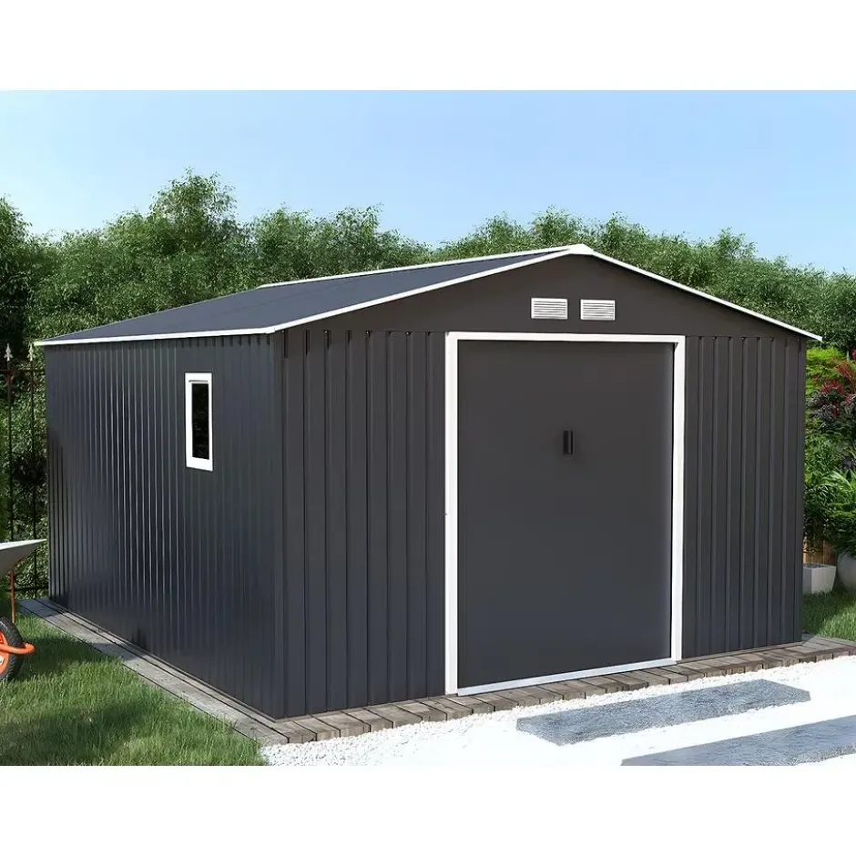 Tuinschuur ARCHER - 330 cmx372 cmx172 cm - Antracietgrijs Metaal