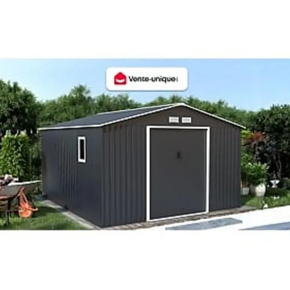 Tuinschuur ARCHER - 330 cmx372 cmx172 cm - Antracietgrijs Metaal