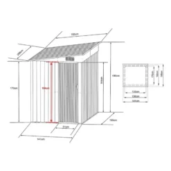 Tuinschuur DAXTON - 141 cmx195 cmx170 cm - Antracietgrijs Metaal
