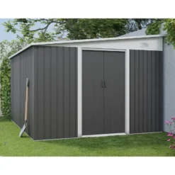 Tuinschuur DAXTON - 269 cmx334 cmx168 cm - Antracietgrijs Metaal