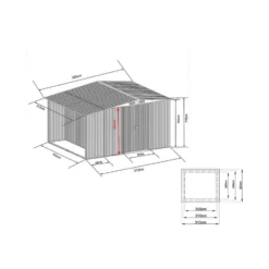 Tuinschuur LERY - 313 cmx302 cmx154 cm - Antracietgrijs Metaal