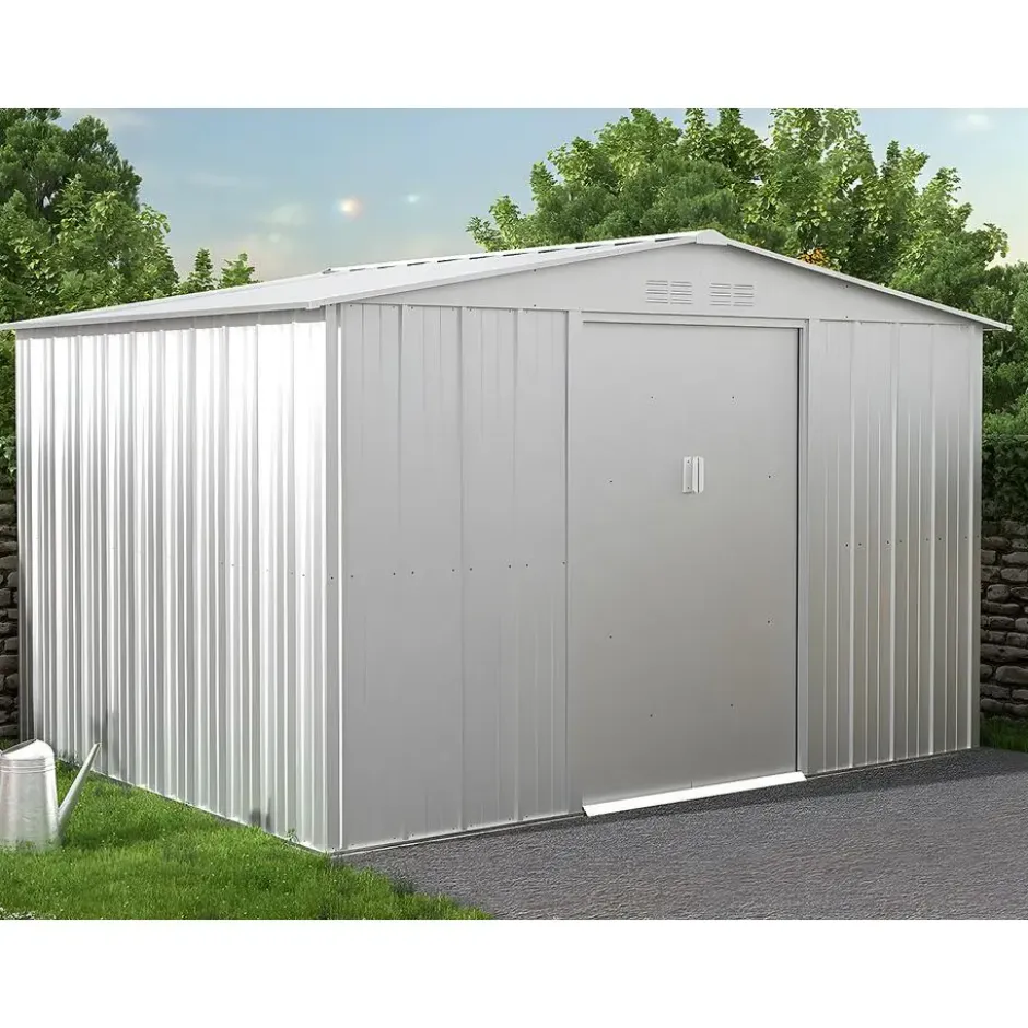 Tuinschuur LINUS - 302 cmx235 cmx195 cm - Lichtgrijs Metaal
