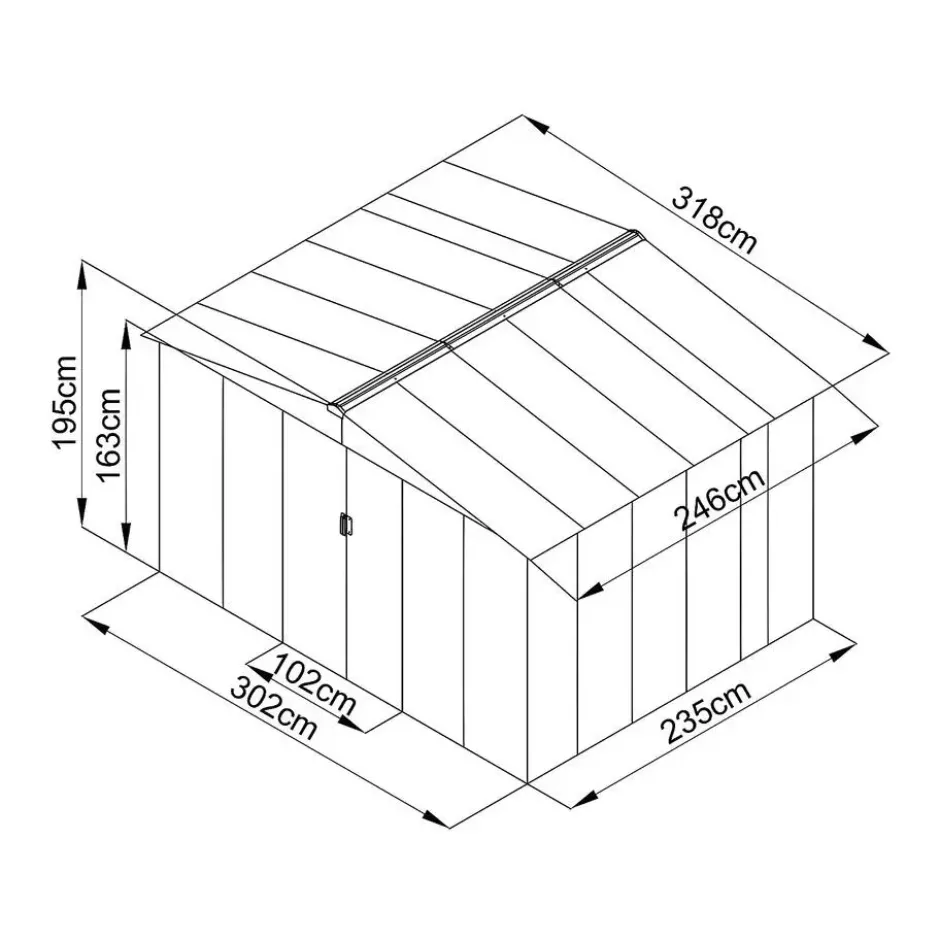 Tuinschuur LINUS - 302 cmx235 cmx195 cm - Lichtgrijs Metaal