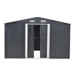 Tuinschuur MANSO - 312 cmx377 cmx170 cm - Antracietgrijs Metaal