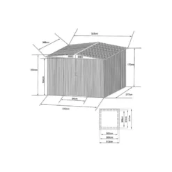Tuinschuur MANSO - 312 cmx377 cmx170 cm - Antracietgrijs Metaal